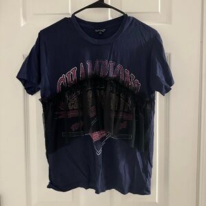 Topshop Blue and Black Graphic Tee